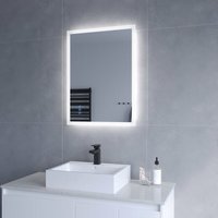 Beleuchteter Badspiegel LED Wandspiegel 80x60cm ECHOS Typ C Touch Sensor Dimmbar Spiegelheizung Kaltweiß 6400K Warmweiß 3000K AQUABATOS von AQUABATOS