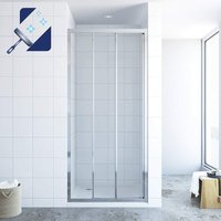 Dreiteilige Schiebetür für Nische Duschtür Nischentür Nischenschiebetür Schiebeglastür Dusche 3 Teilig 6 mm Sicherheitsglas mit Nanobeschichtung von AQUABATOS