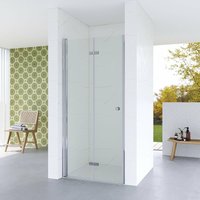 Duschabtrennung Nischentür Falttür Rahmenlos Einzelfalttür Faltdusche Duschwand Glas Dusche Duschkabine Duschtür Höhe 187 cm 6: Breite 120 cm, von AQUABATOS