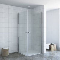 Duschkabine Eckeinstieg mit Pendeltüren Eckdusche Drehtür Schwingtür Duschwand Glas rahmenlos aus 6 mm Sicherheitsglas esg klar mit Lotuseffekt von AQUABATOS