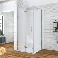 Duschkabine Falttür mit Seitenwand, Duschabtrennung ecke faltbar Dusche Glastür Seitenwand, nano-esg Klarglas 6 mm 20. 75x90x197cm - Aquabatos von AQUABATOS