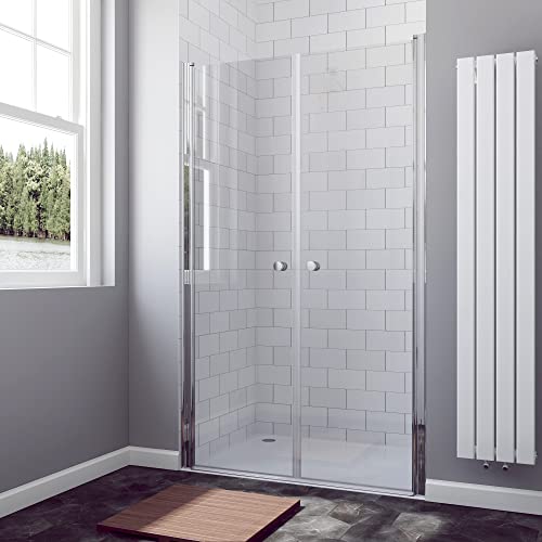 Duschtür Glas Nische Pendeltür Dusche 80 cm Verstellbereich 78-81 cm Höhe 197 cm Duschabtrennung Nischentür Chromoptik 6 mm Sicherheitsglas klar mit Nanobeschichtung von AQUABATOS
