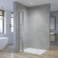 Duschwand 90 x 187 cm Walk in Dusche 5 mm Echtglas klar, Festteil mit 2 Acryl Eckregalen - Aquabatos Duschwand 90 x 187 cm Walk in Dusche 5 mm Echtglas klar, Festteil mit 2 Acryl Eckregalen - Aquabatos von AQUABATOS