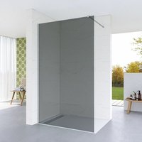 Duschwand Duschabtrennung dunkelgraues Glas für Walk-In Dusche 8 mm Nano ESG-Sicherheitsglas mit Stabilisator inkl. Nanobeschichtung 100 x 200 cm von AQUABATOS