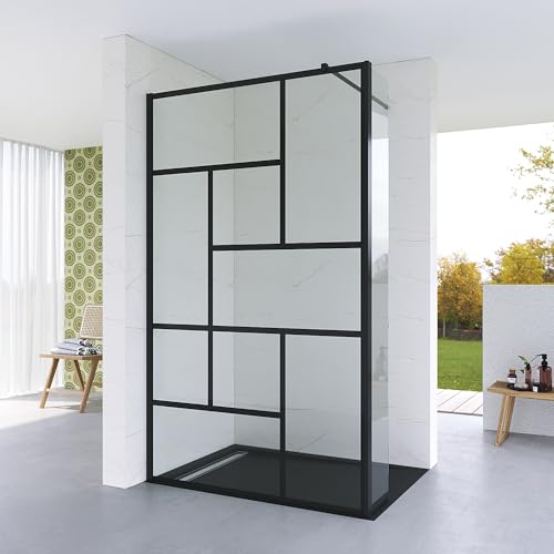 Duschwand Glas Schwarz matt Duschabtrennung 120 x 200 cm Echtglas 8 mm Dekor Kariert Duschtrennwand Duschglaswand Glaswand Walk in Dusche Glastrennwand 30 cm Spritzschutz Seitenteil Nebenteil NANO Duschwand Glas Schwarz matt Duschabtrennung 120 x 200 cm Echtglas 8 mm Dekor Kariert Duschtrennwand Duschglaswand Glaswand Walk in Dusche Glastrennwand 30 cm Spritzschutz Seitenteil Nebenteil NANO von AQUABATOS