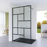 Duschwand Glas Walk-in Dusche Duschabtrennung schwarz Dekor Kariert Glastrennwand Duschtrennwand 120 x 200 cm 8 mm ESG Echtglas klar mit NANO Duschwand Glas Walk-in Dusche Duschabtrennung schwarz Dekor Kariert Glastrennwand Duschtrennwand 120 x 200 cm 8 mm ESG Echtglas klar mit NANO von AQUABATOS
