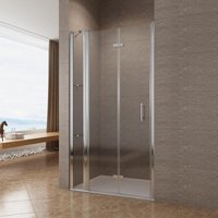 Falttür Duschwand Glas für Nische Duschtür mit Festteil und Eckregalen Drehfalttür mit festem Seitenteil 90x197 cm Echtglas 6 mm klar von AQUABATOS