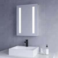 LED Bad Spiegelschrank mit Beleuchtung Spiegel Hängeschrank Badezimmerschrank Badspiegel Beschlagfrei Glasspiegel Aluminiumrahmen Badschrank Kaltweiß von AQUABATOS
