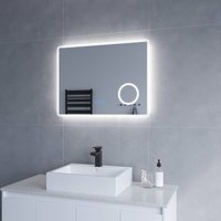 Aquabatos - led Badspiegel Beleuchtet mit Kosmetikspiegel 80x60cm boras Typ d Touch Sensor Dimmbar Antibeschlag Kaltweiß 6400K Warmweiß 3000K Aquabatos - led Badspiegel Beleuchtet mit Kosmetikspiegel 80x60cm boras Typ d Touch Sensor Dimmbar Antibeschlag Kaltweiß 6400K Warmweiß 3000K von AQUABATOS