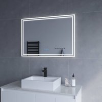 LED Spiegel mit Beleuchtung für Badezimmer 100x70cm ESSENS Typ C Touch Sensor Dimmbar Spiegelheizung Kaltweiß 6400K Warmweiß 3000K AQUABATOS von AQUABATOS