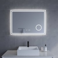 Led Spiegel mit Uhr und Kosmetikspiegel für Bad 100x70cm essens Typ d Kosmetikspiegel Digital Uhr Touch Sensor Dimmbar Spiegelheizung Kaltweiß 6400K Led Spiegel mit Uhr und Kosmetikspiegel für Bad 100x70cm essens Typ d Kosmetikspiegel Digital Uhr Touch Sensor Dimmbar Spiegelheizung Kaltweiß 6400K von AQUABATOS