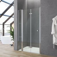 Nischentür Duschabtrennung 100cm Faltbar Duschtür Höhe 187cm mit Badregal esg 5mm Klarglas Einzelfalttür Duschkabine Falttür Rahmenlos Drehfalttür Nischentür Duschabtrennung 100cm Faltbar Duschtür Höhe 187cm mit Badregal esg 5mm Klarglas Einzelfalttür Duschkabine Falttür Rahmenlos Drehfalttür von AQUABATOS