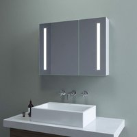 Spiegelschrank mit LED Beleuchtung Badezimmerschrank Aluminium Badschrank Doppelseitige Glasspiegel Infrarot IR Sensor Dimmbar Beschlagfrei Spiegelschrank mit LED Beleuchtung Badezimmerschrank Aluminium Badschrank Doppelseitige Glasspiegel Infrarot IR Sensor Dimmbar Beschlagfrei von AQUABATOS