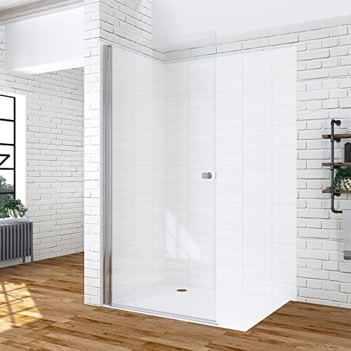 Walk-in-Dusche mit Tür 65 cm Duschabtrennung Drehtür 1 teilig pendelbar Duschwand Glas Begehbare Dusche Glastür Duschtrennwand Klarglas 6 mm NANO-Beschichtung | OHNE Magnetprofil-Set | OHNE Duschwanne von AQUABATOS