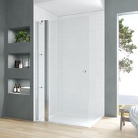 Walk in Duschwand Glas mit Drehtür an Festteil Duschabtrennung Begehbare Dusche Duschtrennwand aus Echtglas klar 5 mm Festteil mit 2 Acryl von AQUABATOS