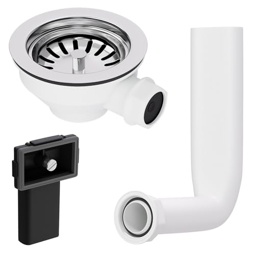 AQUADE Siebkorbventil 114 mm mit Überlauf 25 mm Siebkörbchen Spüle - Ablaufgarnitur Waschbecken mit Überlauf für Spülbecken - Spülbecken Abfluss Ablaufventil Spüle von AQUADE