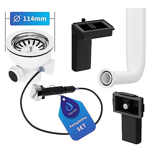 AQUADE Spülbecken Sieb/Spüle Excenter Ablaufgarnitur 114mmØ - Ablaufgarnitur Waschbecken Abfluss Set für Spülbecken & Küchenspüle von AQUADE