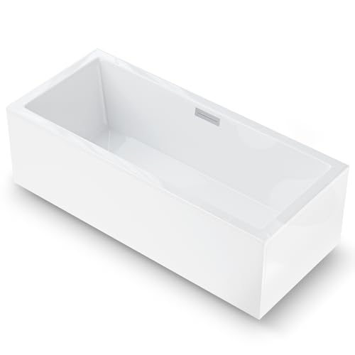 AQUADE Acryl Badewanne 180x80 Modell: Neu Ulm - Weiß Badewanne Komplettset 180x80 - Badewannen mit Wannenfüßen + Schürze + Ab–Überlauf mit Zulauf von AQUADE