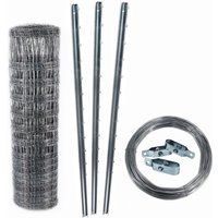 300m Wildzaun Forstzaun Weidezaun Knotengeflecht Schwere Ausführung 180/24/15+ Pfosten + Spanndraht von AQUAGART