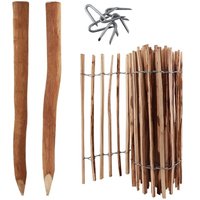 5m Komplett Set Staketenzaun 80cm hoch Lattenabstand 4-6cm mit 5 Holzpfosten 1,05m lang & Krampen von AQUAGART