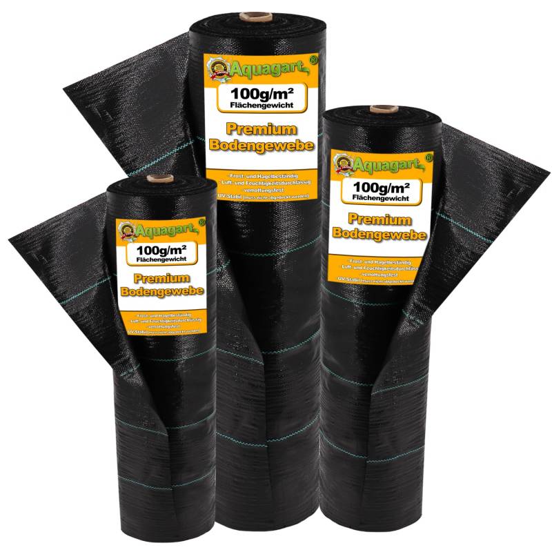 Aquagart 120m² Bodengewebe Unkrautfolie Mulchfolie 100g 2m Breit Schwarz von AQUAGART