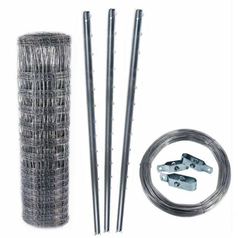 Aquagart 200m Wildzaun Forstzaun Weidezaun Knotengeflecht 130/18/15 Schwer + Pfosten + Spanndraht Aquagart 200m Wildzaun Forstzaun Weidezaun Knotengeflecht 130/18/15 Schwer + Pfosten + Spanndraht von AQUAGART