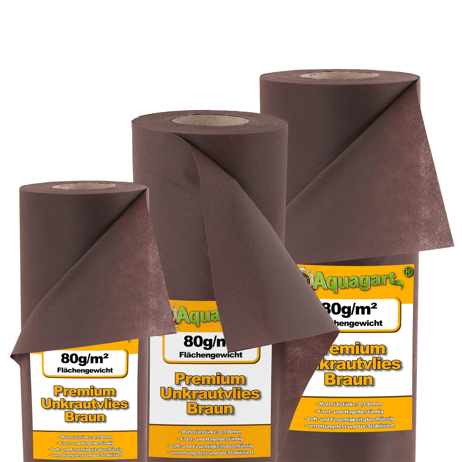 Aquagart 270m² Gartenvlies Unkrautvlies Mulchvlies 80g 1,8m Breit Braun von AQUAGART