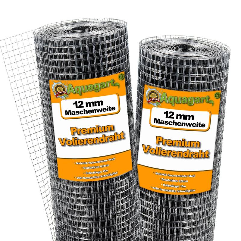 Aquagart 45m x 1m Volierendraht 12mm Drahtgitter Schweissgitter  Drahtzaun Feuerverzinkt von AQUAGART