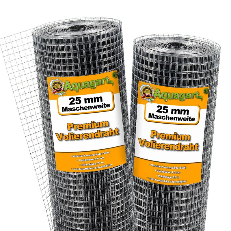 Aquagart 50m x 1m Volierendraht 25mm Drahtgitter Schweissgitter Drahtgeflecht Drahtzaun von AQUAGART