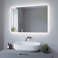 100x70cm Touch Wandspiegel LED Wandspiegel Energiesparend Spiegel mit beleuchteten Lichtern Touch-Schalter Dimmbar + Kaltweiß 6400K + Warmweiß 3000K von AQUALAVOS