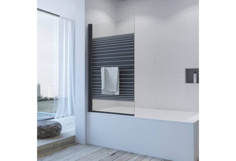 AQUALAVOS Badewannenaufsatz Duschabtrennung Badewanne 80 x 140 cm Badewannenaufsatz Glas Duschwand, 5 mm Einscheiben-Sicherheitsglas (ESG) mit Lotus-Effekt Nanobeschichtung, 1 Teilig, mit Handtuchhalter, ohne bohren, links und rechts montierbar von AQUALAVOS