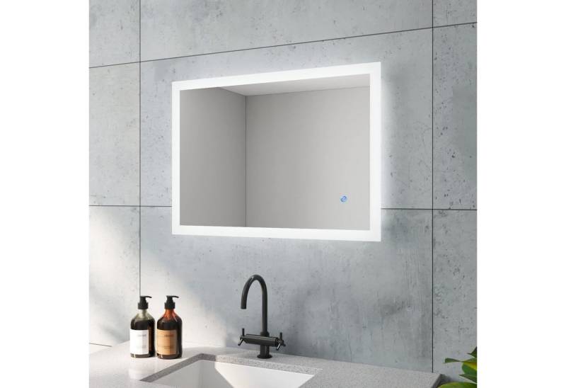 AQUALAVOS Badspiegel Badezimmerspiegel mit Touchschalter LED-Beleuchtung Wandspiegel IP44, Wandschalter+Beschlagfrei+Dimmbar, Horizontale / vertikale Aufhängung von AQUALAVOS