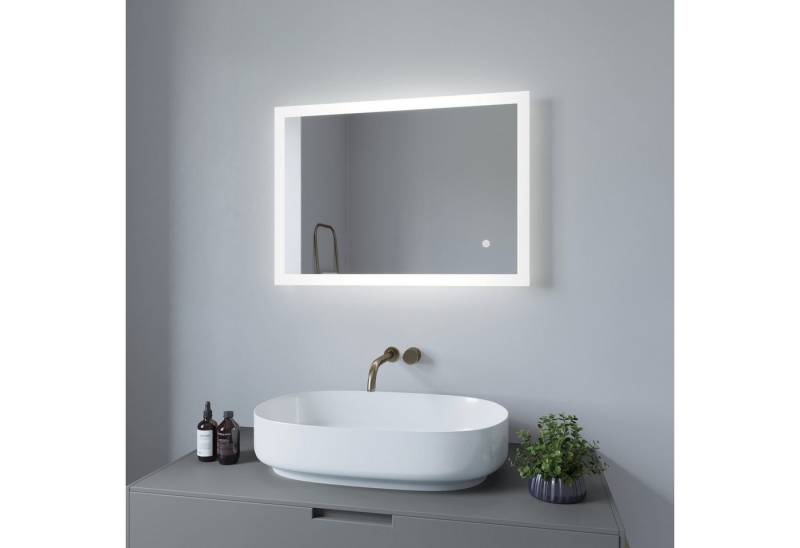 AQUALAVOS Badspiegel LED BadSpiegel mit Beleuchtung Ultradünn Dimmbar Badezimmerspiegel, Anti-Beschlag-Funktion, Touch-Schalter Dimmbar, Licht Memory-Funktion von AQUALAVOS