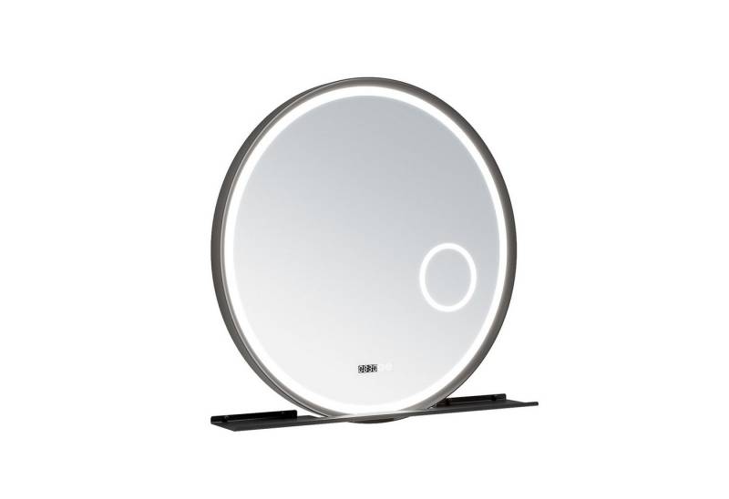 AQUALAVOS Badspiegel Rund 80 cm Spiegel LED Badspiegel mit 3-facher Vergrößerung Dimmbar, Lichtspiegel Wandspiegel mit Touchschalter Digitaluhr Antibeschlag von AQUALAVOS