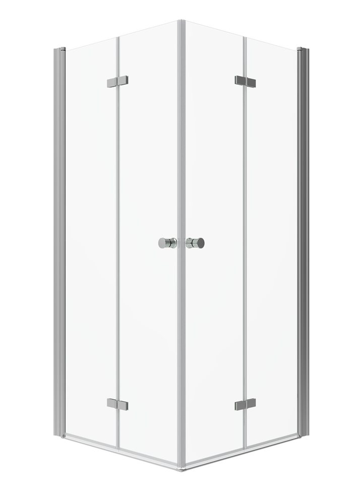 AQUALAVOS Eckdusche Eckeinstieg Duschkabine Falttür Falttürkabine 180º doppelt Falttüren, BxT: 70x70 cm, 5 mm Einscheiben-Sicherheitsglas (ESG), Tür öffnet nach innen oder außen, ebenerdiger Einbau möglich von AQUALAVOS