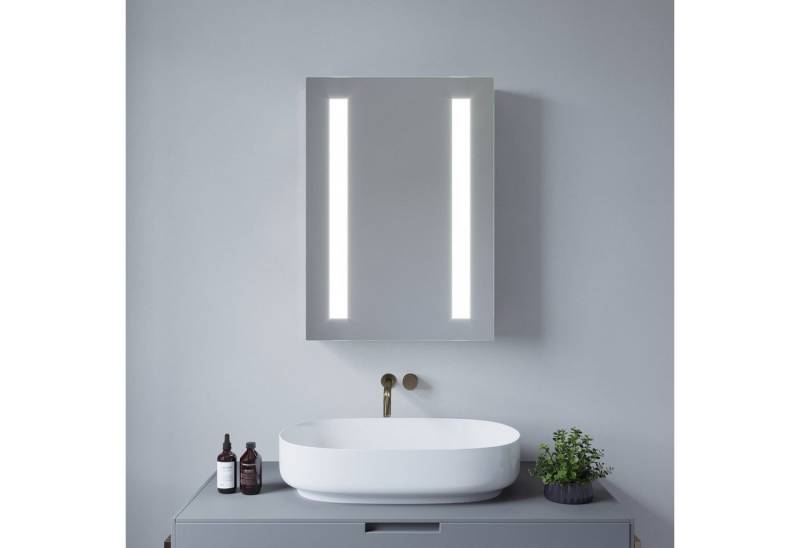 AQUALAVOS Spiegelschrank Spiegelschrank mit LED Kaltweiß Beleuchtung für Badezimmer Badschrank Wandschrank 50x70 cm mit 1 Türig, Infrarot (IR) Sensor, Beschlagfrei von AQUALAVOS
