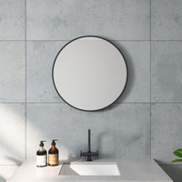 Aqualavos - Badezimmerspiegel 60cm Schminkspiegel Dekorative Rund Wandspiegel für Badezimmer Schwarz Aluminiumrahmen Hängespiegel von AQUALAVOS