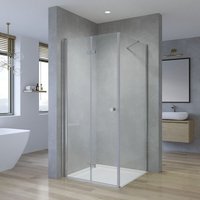 Duschkabine Eckeinstieg Glas Duschabtrennung Falttür Duschwand mit Seitenwand 5mm Sicherheitsglas Drehfalttür Dusche Eckdusche Größe 4. Falttür x von AQUALAVOS