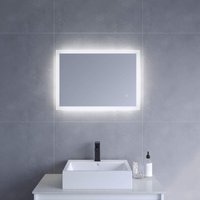Aqualavos - Rechteckiger Kosmetikspiegel 70x50cm Badezimmerspiegel mit LED-Beleuchtung dimmbar IP44 Badezimmer-Wandspiegel von AQUALAVOS