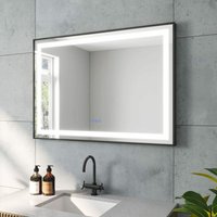 Led Badspiegel Badezimmerspiegel mit Beleuchtung 100x70cm Touch Wandspiegel Antibeschlage, Energiesparend Lichtspiegel, IP44, Kaltweißes 6400K & von AQUALAVOS