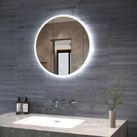 Badspiegel Rund mit Beleuchtung Spiegel mit Touch-Schalter Dimmbar ø60cm Runder Badezimmerspiegel Beschlagfrei Kaltweiß 6400K Badspiegel Rund mit Beleuchtung Spiegel mit Touch-Schalter Dimmbar ø60cm Runder Badezimmerspiegel Beschlagfrei Kaltweiß 6400K von AQUALAVOS