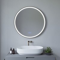 Badspiegel mit Beleuchtung Rund 80 cm Schwarz Rahmen LED Wandspiegel, Beschlagfrei, 3 Lichtfarben, Dimmbar, Touch Schalter für Wandschalter Badspiegel mit Beleuchtung Rund 80 cm Schwarz Rahmen LED Wandspiegel, Beschlagfrei, 3 Lichtfarben, Dimmbar, Touch Schalter für Wandschalter von AQUALAVOS