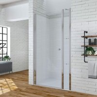 Dusch-Schwingtür Duschabtrennung Nische Nano Duschwand mit Festteil und Eckregalen, 100x197 cm, aus 6 mm Einscheiben-Sicherheitsglas (esg), von AQUALAVOS