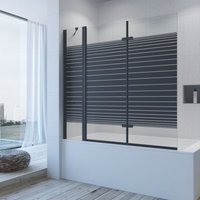 Duschabtrennung Badewannenaufsatz Falttür Glas Duschwand für Badewanne, 5 mm Einscheiben-Sicherheitsglas (ESG) mit Nano, BxH: 150x140 cm, Faltbar und von AQUALAVOS