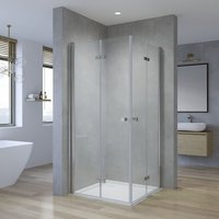 Duschkabine Eckdusche mit Faltdoppeltüren 70x70x187 cm Duschabtrennung Rahmenlose Sicherheitsglas-Duschtür Duschkabine Eckdusche mit Faltdoppeltüren 70x70x187 cm Duschabtrennung Rahmenlose Sicherheitsglas-Duschtür von AQUALAVOS