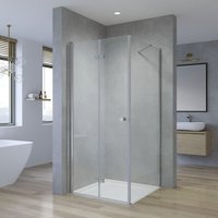 Duschkabine Eckeinstieg Glas Duschabtrennung Falttür Duschwand mit Seitenwand 5mm Sicherheitsglas Drehfalttür Dusche Eckdusche Größe 6. Falttür x von AQUALAVOS