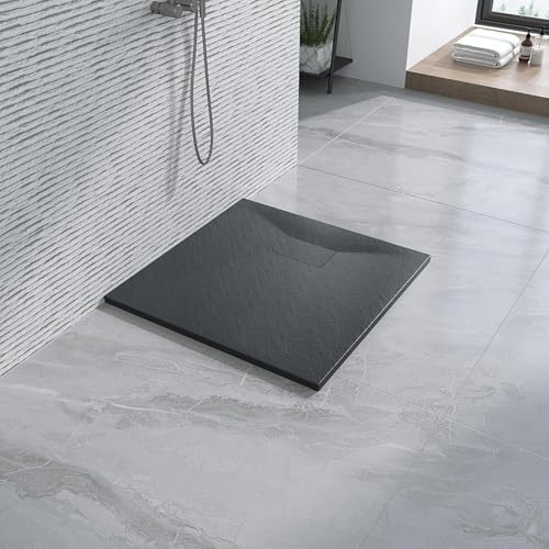 Duschtasse Duschwanne 80x80 cm flach schwarz ebenerdig Steinoptik Anti-Rutsch Zuschneidbar ohne Siphon und Ablaufgarnitur Duschtasse Duschwanne 80x80 cm flach schwarz ebenerdig Steinoptik Anti-Rutsch Zuschneidbar ohne Siphon und Ablaufgarnitur von AQUALAVOS