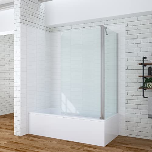 Duschwand Glas für Badewanne Ecke mit Seitenwand Badewannenaufsatz 80x70x140 cm mit Hebe-Senkmechanismus Verstellbereich 5 mm Nano ESG Sicherheitsglas von AQUALAVOS