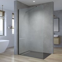 Duschwand Walk in Dusche Glas Duschtrennwand schwarz matt Duschabtrennung 80 90 100 110 120 cm Duschkabine Glaswand 8mm Nano Sicherheitsglas inkl. von AQUALAVOS