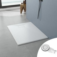 Duschwanne 120x90 cm Duschwanne mit ø 90 mm Ablaufgarnitur Flach Duschtasse, Sheet-Molding-Compound(SMC), Weiß von AQUALAVOS